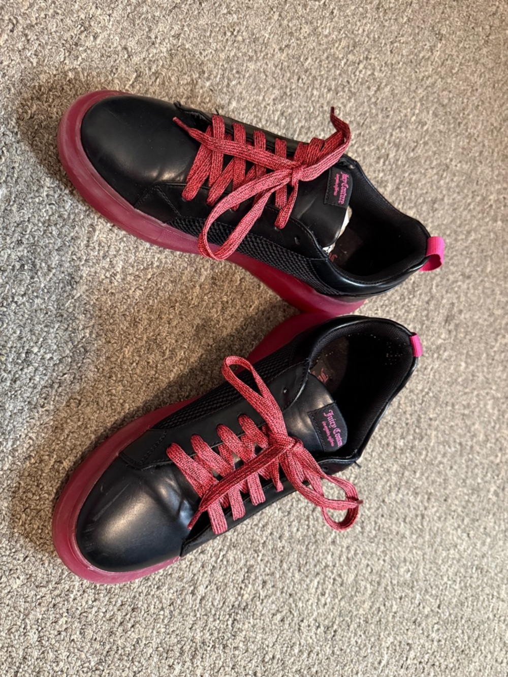 Juicy Couture Black & Red Platform Sneakers Size 9 Women’s Lace Up Casual Shoes